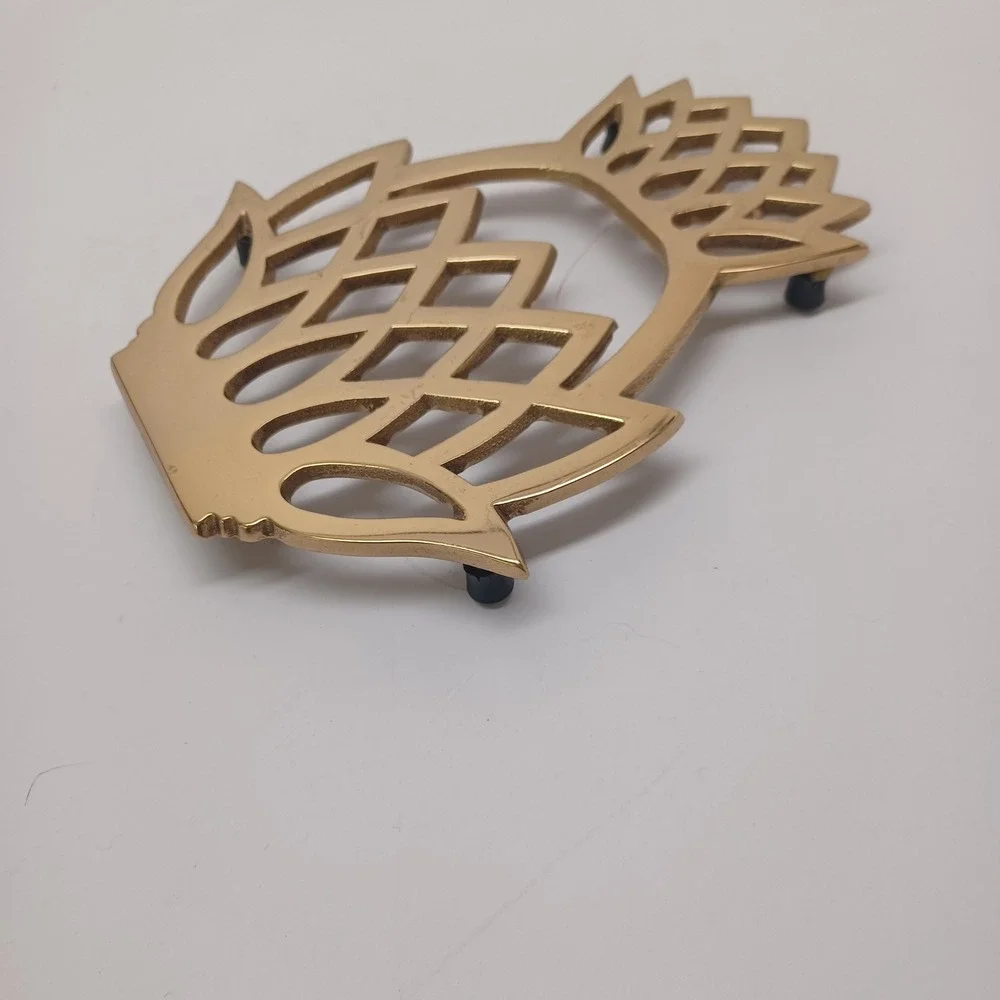 Virginia Metalcrafters Brass Pineapple Trivet 1976 Vintage 10-46 Hospitality